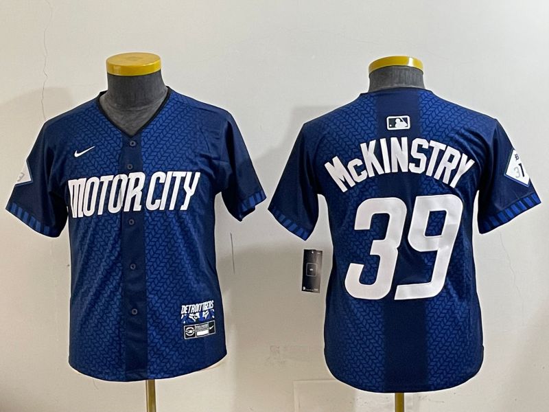 Youth 2025 Detroit Tigers #39 Mckinstry Blue City Edition Nike MLB Jersey style 4